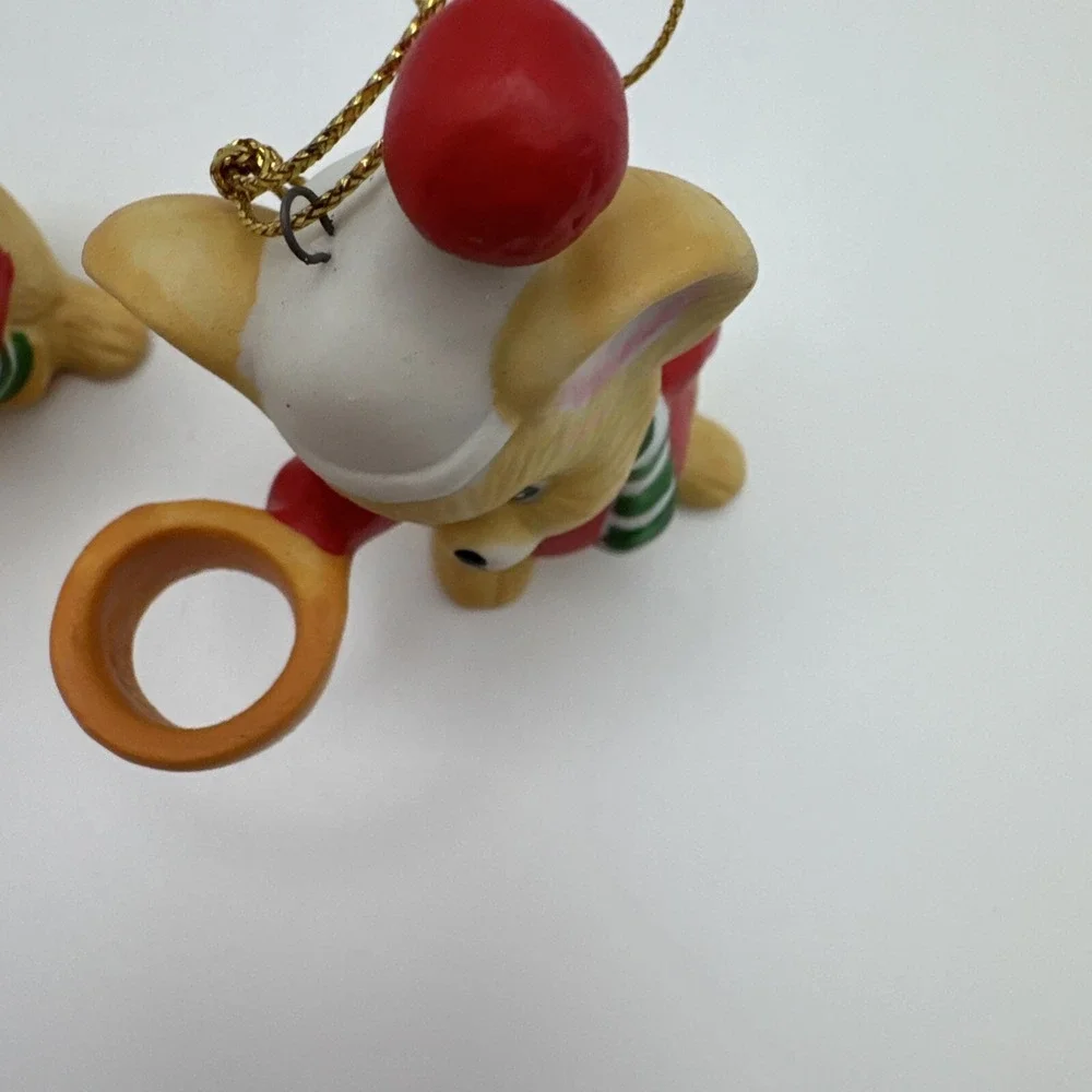 Vtg Christmas‎ Ornaments 70s Porcelain Mouse Light Candle Holder Hugger Set 2